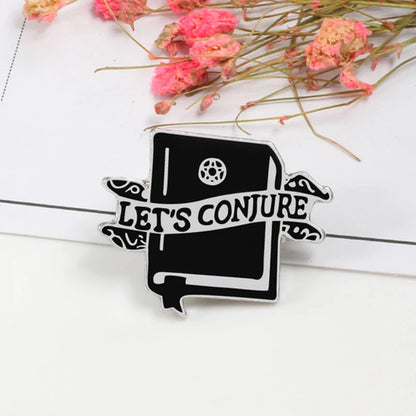 Black Punk Magic Book Enamel Pins Funny Library Books Brooches Backpack Clothes Metal Lapel Pin Badges Jewelry Gifts for Friends