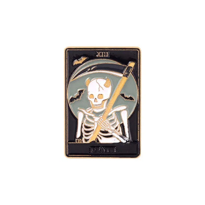 Tarot Enamel Pins Custom Sun Moon Stars Gothic Skeleton Lover Brooches Lapel Badges Bag Punk Dark Witch Jewelry Gift for Kids