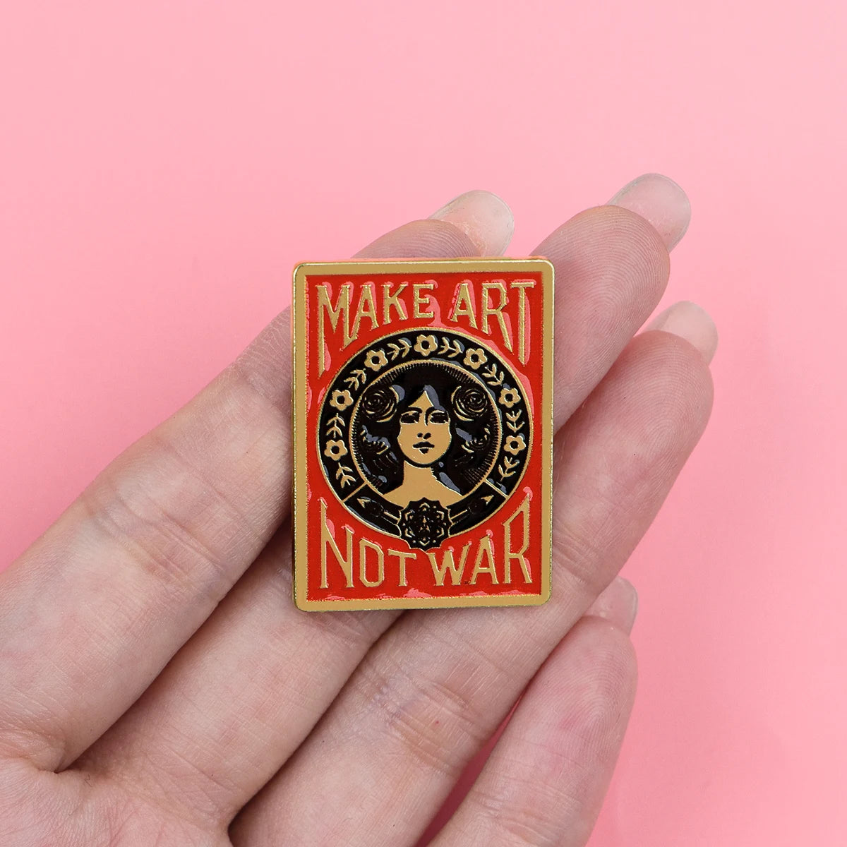 "MAKE ART NOT WAR" Enamel Pin Feminism Brooch Lapel Pins Badge on Backpack Clothing Accessories Fashion Jewelry Friends Gifts