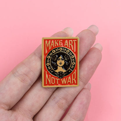 "MAKE ART NOT WAR" Enamel Pin Feminism Brooch Lapel Pins Badge on Backpack Clothing Accessories Fashion Jewelry Friends Gifts