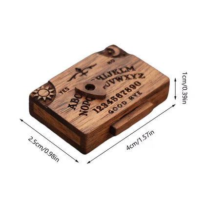 Mini Ouija Board Retro Miniature Spirit Board with Drawer Wooden Handmade Talking Spirit Board with Planchettes Divination Tools