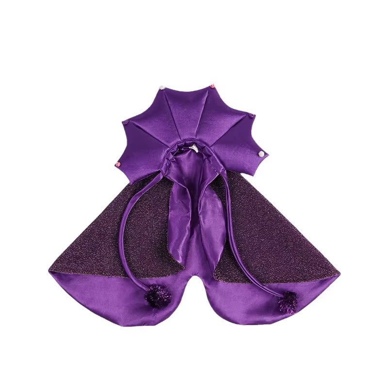 Funny Star Pet Witch Cloak Soft Cloth Purple Halloween Pet Cloak Dog Witch Costume Cat Demon Cloak Magic Hat Cos Costume