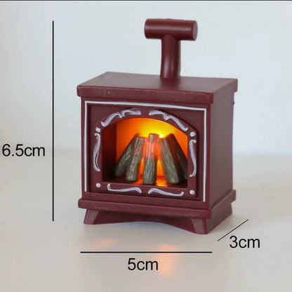 Mini Cat Fireplace Refrigerator with LED Night Light