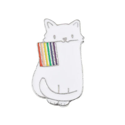 Rainbow Flag LGBT Enamel Pins Cute Black White Cat Pride Brooches Lapel Badges Cartoon Animal Jewelry Gifts for Lovers Friends