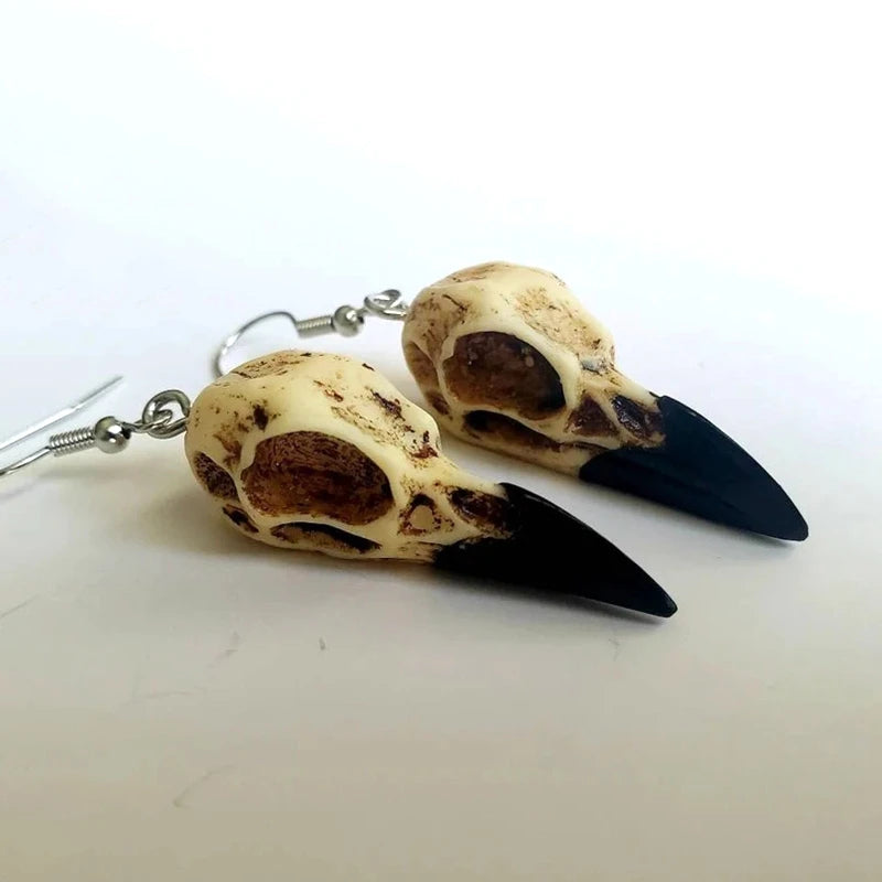 3D Raven Skull Earrings Resin Replica Crow Skull Earrings for Women Halloween Party Gifts Wiccan Gift