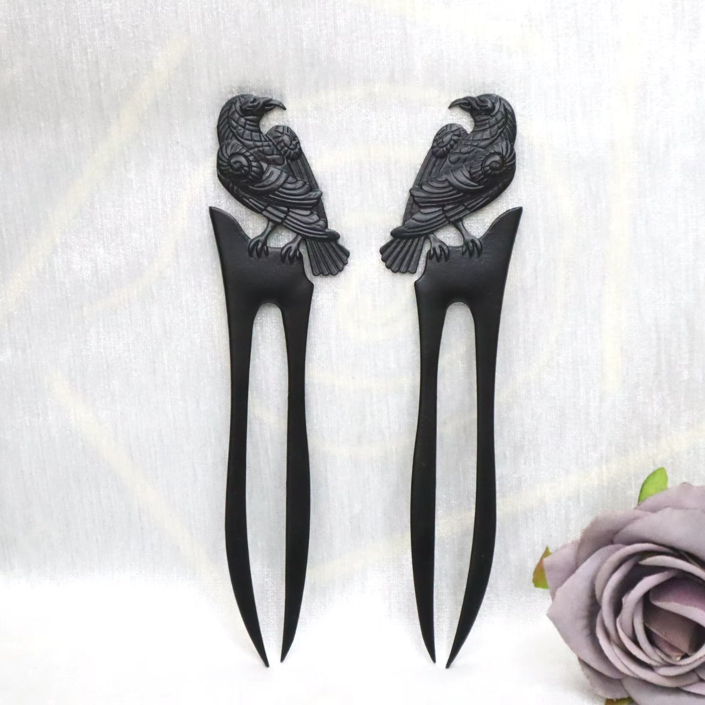Raven Hair Stick Reversible Hairpin