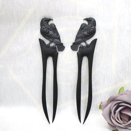 Raven Hair Stick Reversible Hairpin