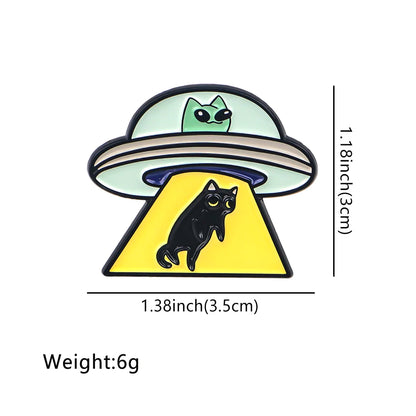UFO Alien Cat Enamel Pin