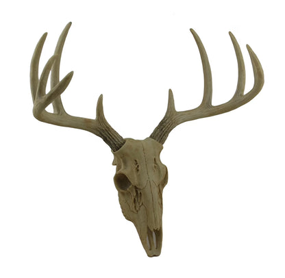 Faux Aged Finish Deer Skull 10 Point Antlers Wall Sculpture 15 Inch