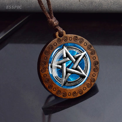 Triple Moon Goddess Glass Necklace 