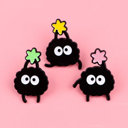 Cute Black Charcoal Enamel Pin Anime Elf Badges on Backpack Women'S Brooches Hat Lapel Pins Cosplay Accessories Toys Gifts