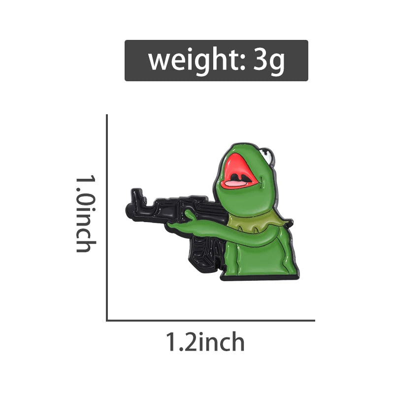 Creative Frog Love Sniper Lapel Pin Anime Games Badge Enamel Pins for Hats Clothes Backpacks Decoration Jewelry Accessories Gift