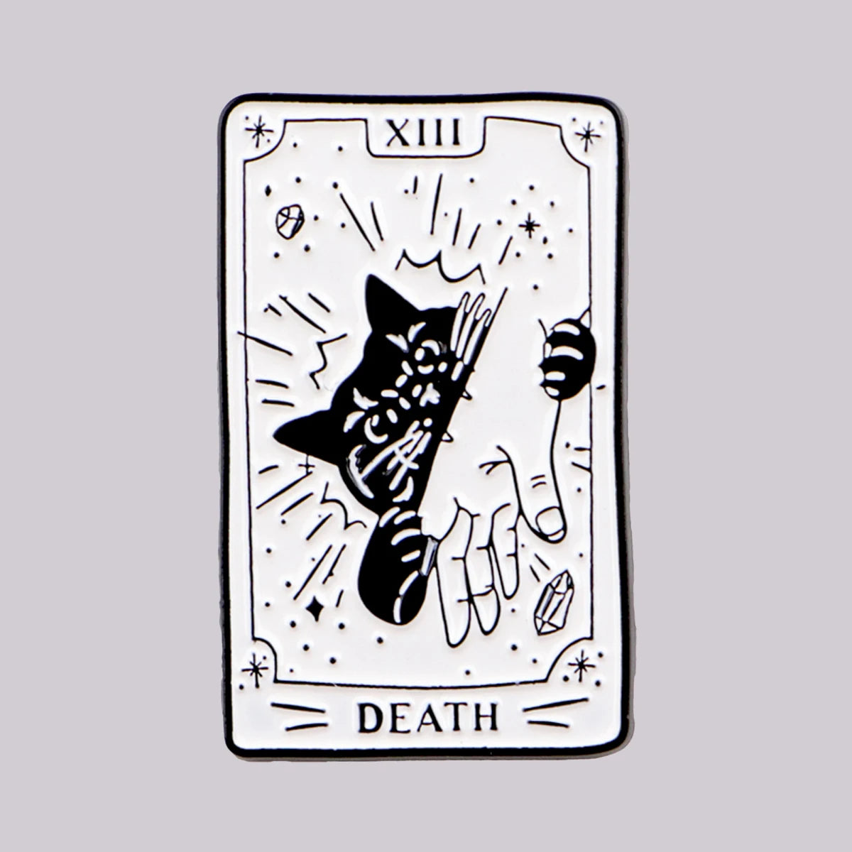 Black Cat Tarot Card Enamel Pin Brooch Pines Lapel Pins Badge on Backpack Clothing Accessories Halloween Jewelry Friends Gifts