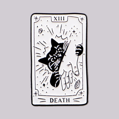 Black Cat Tarot Card Enamel Pin Brooch Pines Lapel Pins Badge on Backpack Clothing Accessories Halloween Jewelry Friends Gifts