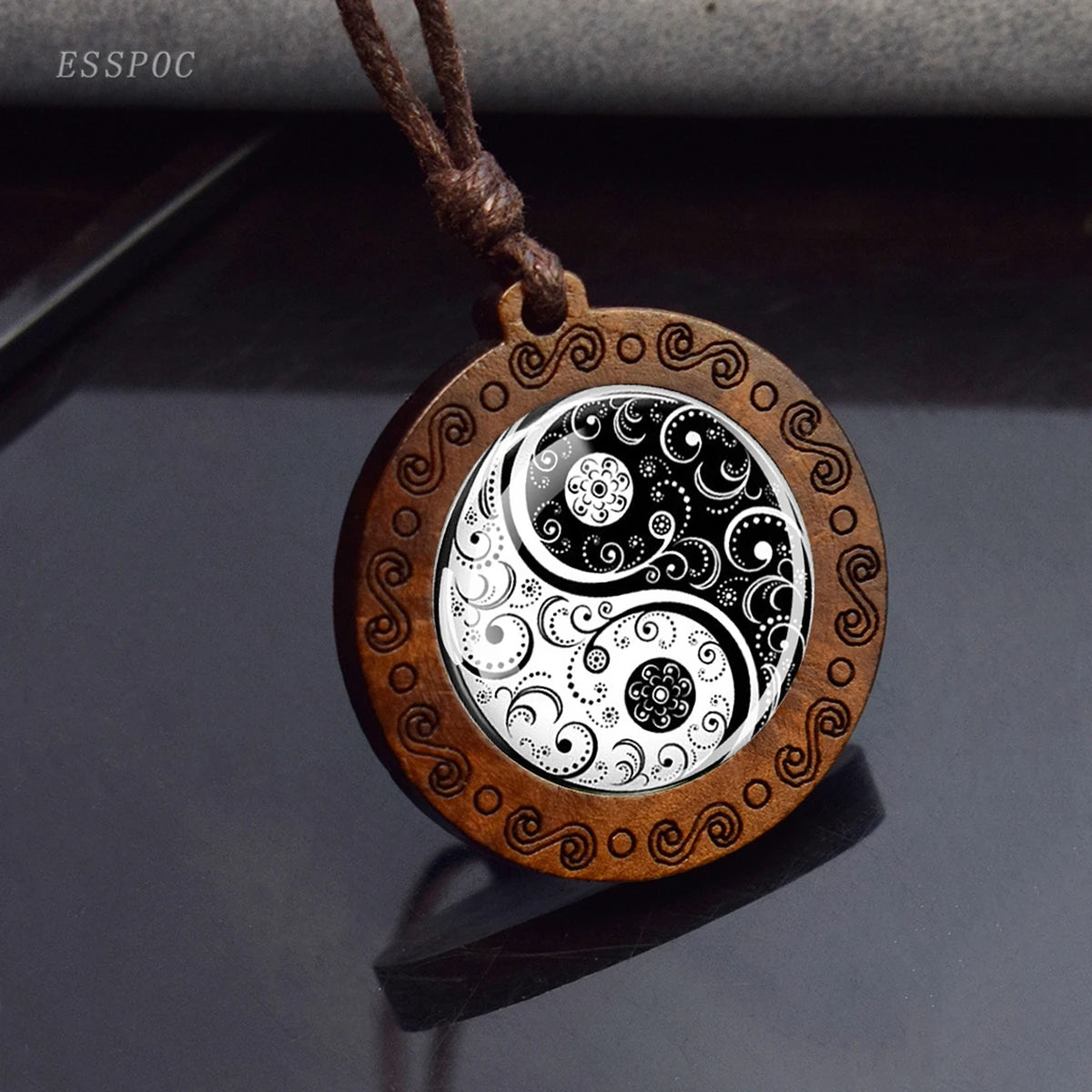 Triple Moon Goddess Glass Necklace 