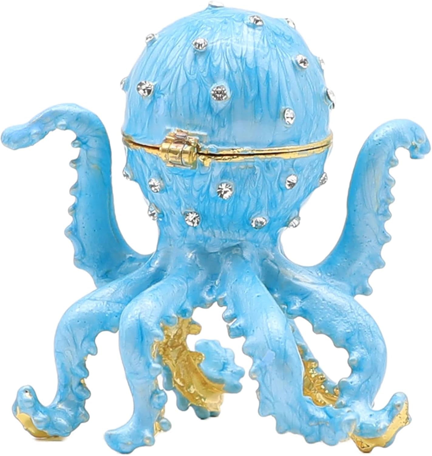 Hand Painted Enamel Octopus Ring Holder Trinket Box