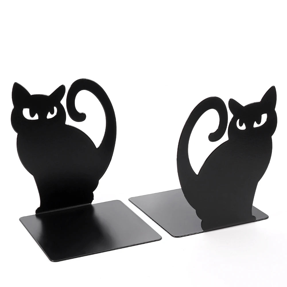 Black Cat Book Ends Heavy Book Stand Shelf Book Rack Iron Bookends Stand Iron Organizer Book Home Desk Stationery