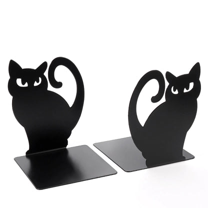 Black Cat Book Ends Heavy Book Stand Shelf Book Rack Iron Bookends Stand Iron Organizer Book Home Desk Stationery