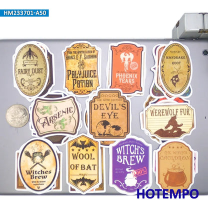 20/30/50Pieces Retro Alchemy Witch Brew Magic Potion Label Stickers