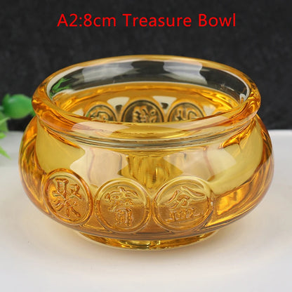 Crystal Cornucopia Chinese Crystal Gold Ingot Glass Yellow Fortune Cornucopia Treasure Bowl Feng Shui Statue Crafts Decoration