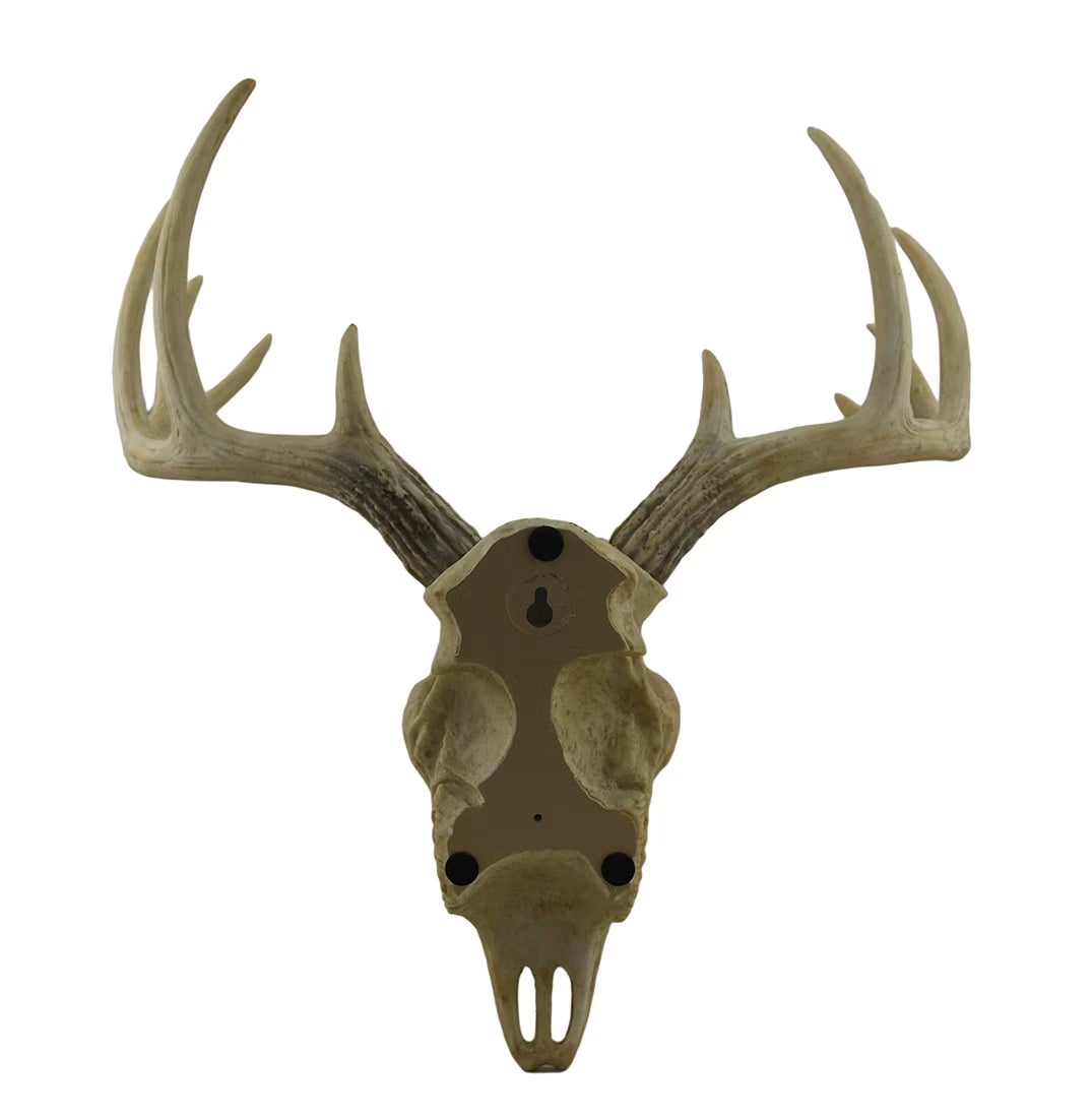 Faux Aged Finish Deer Skull 10 Point Antlers Wall Sculpture 15 Inch