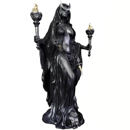 Witch of the Night Home Decoration Halloween Hecate Greek Witch Statue Figurine Modern Hounds of Magic Resin Sculpture Decor