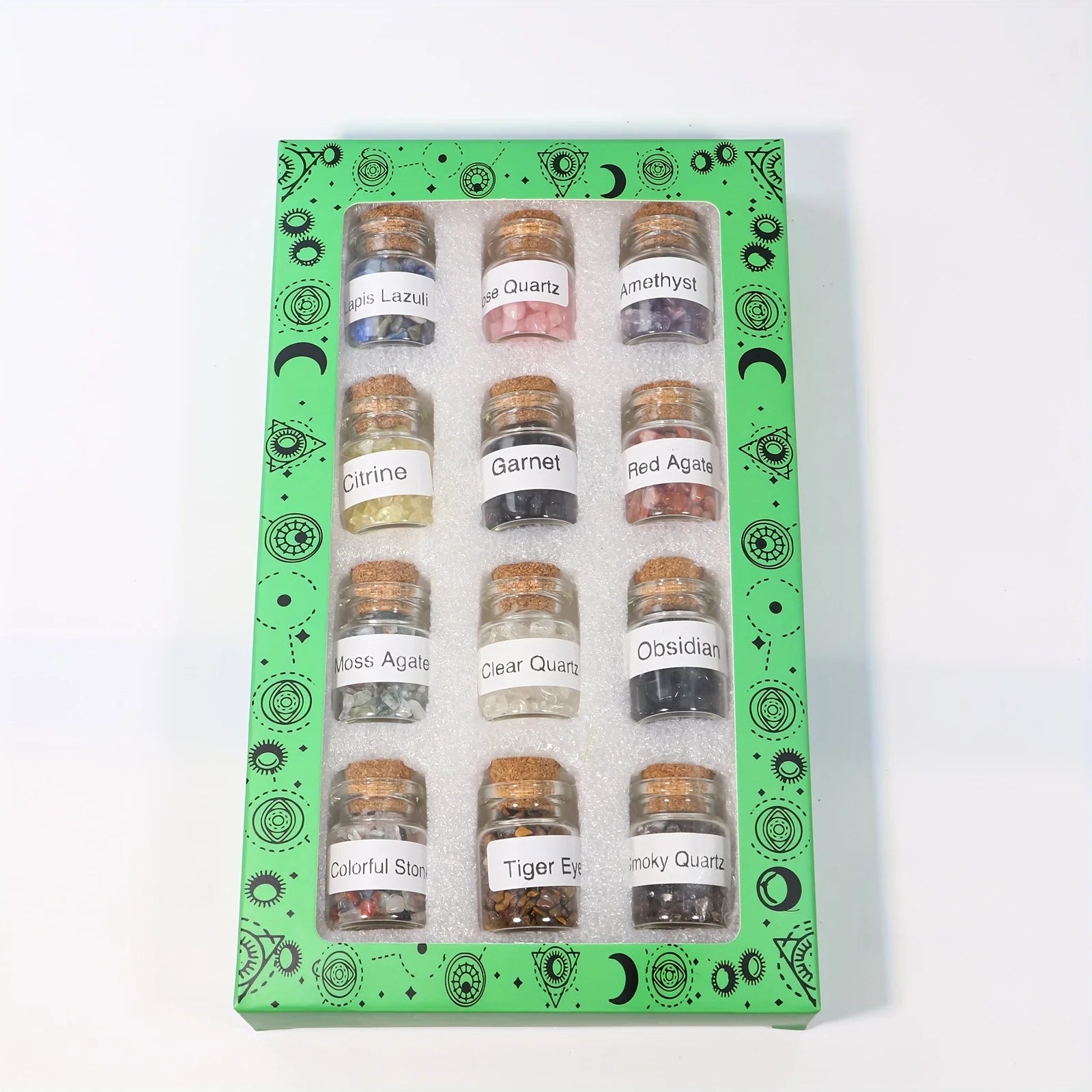 12Pcs Crystal Gemstone Chip Bottles