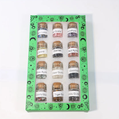 12Pcs Crystal Gemstone Chip Bottles