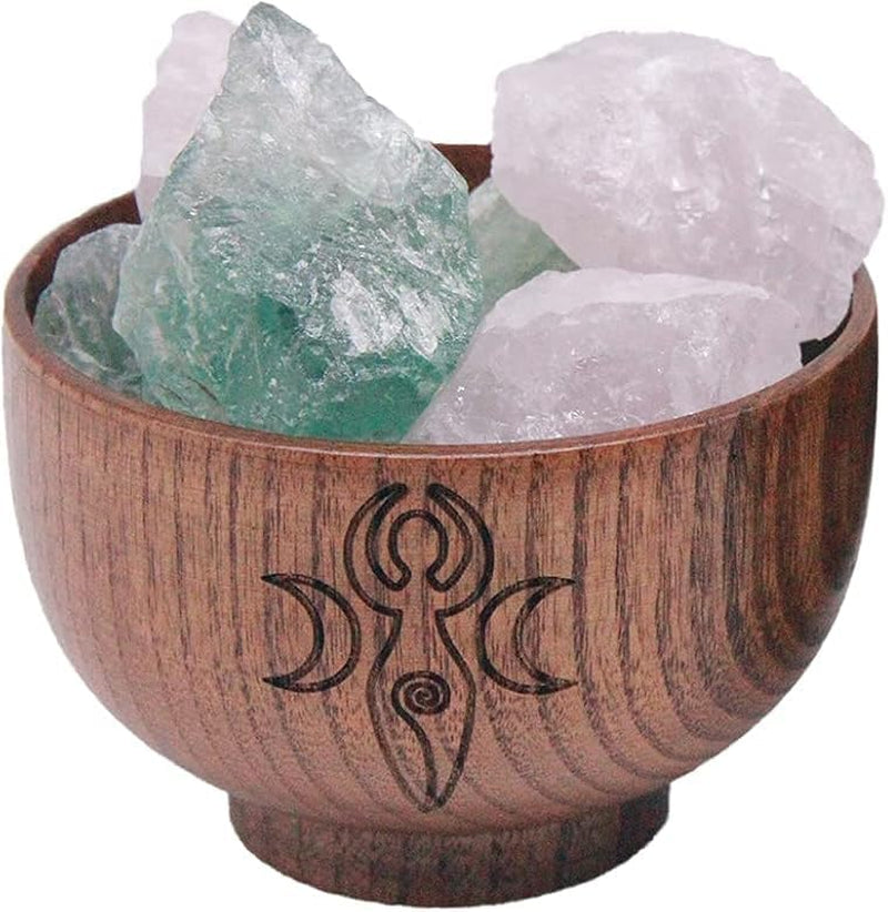 Crystal Holder for Stones Bowl, Wood Crystal Holder for Stones Display Tray Organizer Bowl for Reiki Healing Crystals Meditation Spiritual Feng Shui Home Office Decor