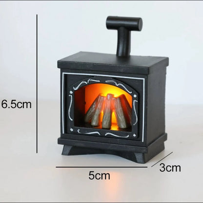 Mini Cat Fireplace Refrigerator with LED Night Light