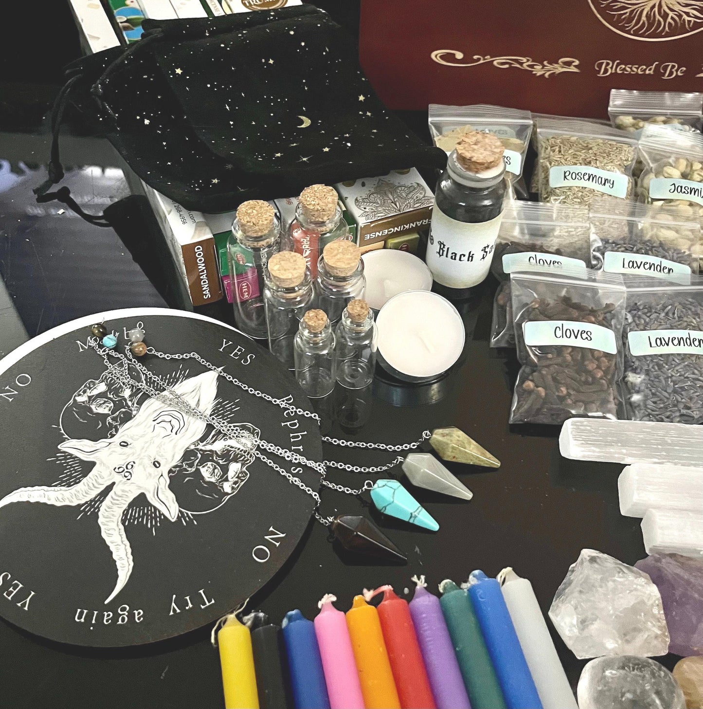 Beginner Witch Kit: Crystals, Herbs, Candles & Altar Cloth