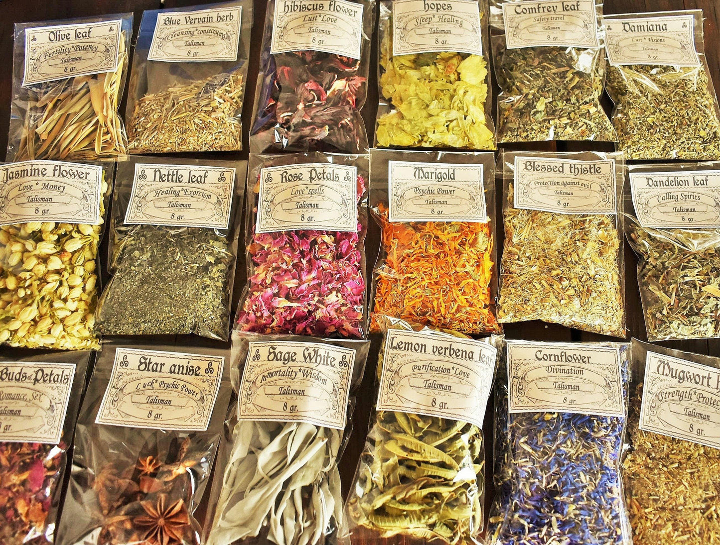 LOT HERBS BAGS Set Herbs Packs |Magical| Apothecary| Dried Flowers |